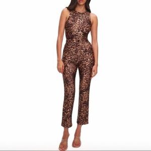 Good American Animal Print Flare stretchy pants.